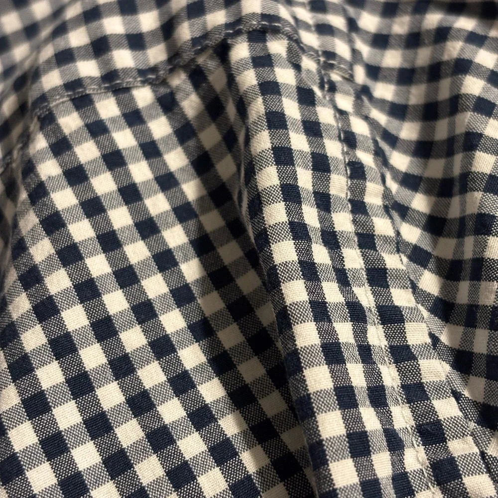 J. Crew Men's Large Gingham Check Navy And White‎ Slim Stretch